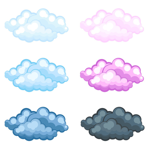 conjunto de diferentes dibujos animados divertidos nubes esponjosas
 - Vector, imagen
