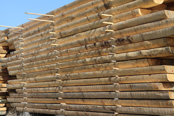 Pilha de barras de madeira
 - Foto, Imagem