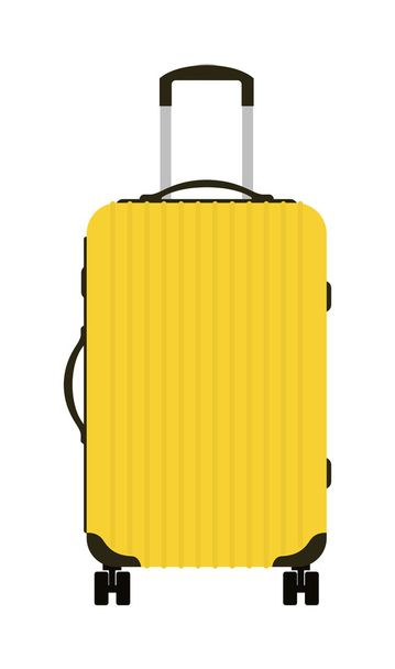 Journey suitcase travel yellow bag trip baggage vacation vector. - Διάνυσμα, εικόνα