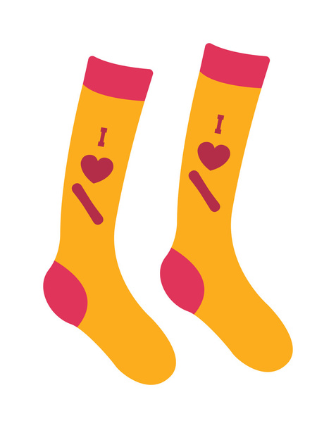 Vlněné zimní dvojice ponožek, plochý kreslený vektorový styl - Vektor, obrázek
