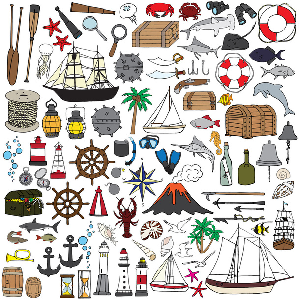 set of objects symbolizing navigation - Vector, Image