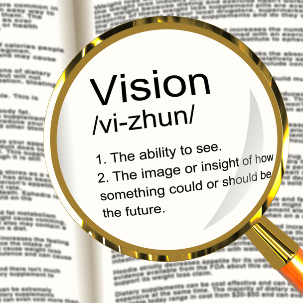 Definizione della visione Lente d'ingrandimento che mostra la vista o gli obiettivi futuri
 - Foto, immagini