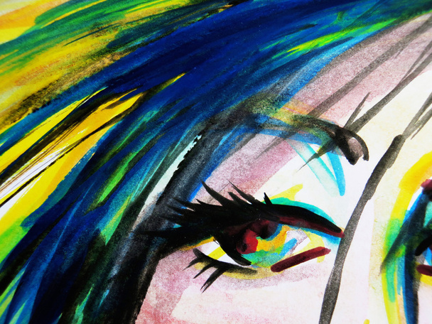Abstract watercolor of beautiful woman eyes - Valokuva, kuva