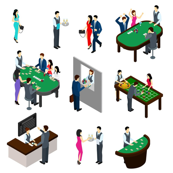 Isometrisches Set im Casino - Vektor, Bild