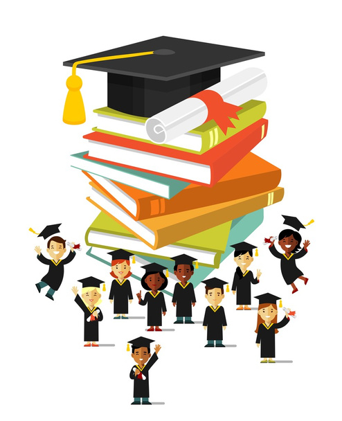 フラット スタイルの卒業教育コンセプト - ベクター画像