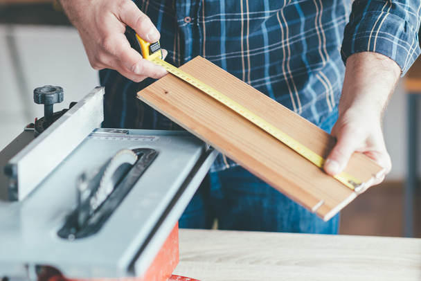 Carpenter measure wooden board - Фото, зображення