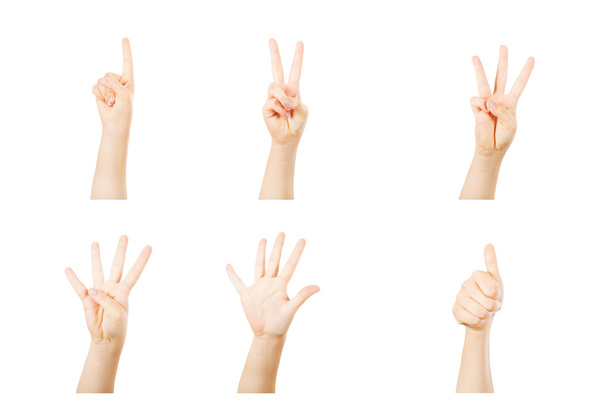Számláló öt elszigetelt kezek - Fotó, kép