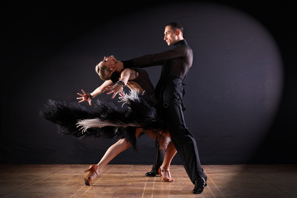 dancers in ballroom isolated on black background - Foto, Imagem