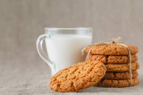 milk with home made cookies  - 写真・画像