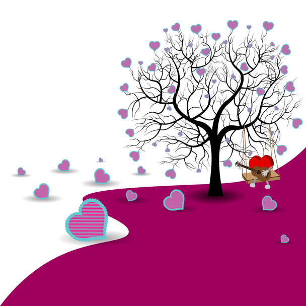 Amour arbre sur violet
 - Vecteur, image