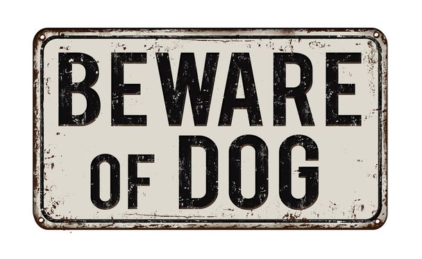 Beware of dog rusty metal sign - Vector, Image