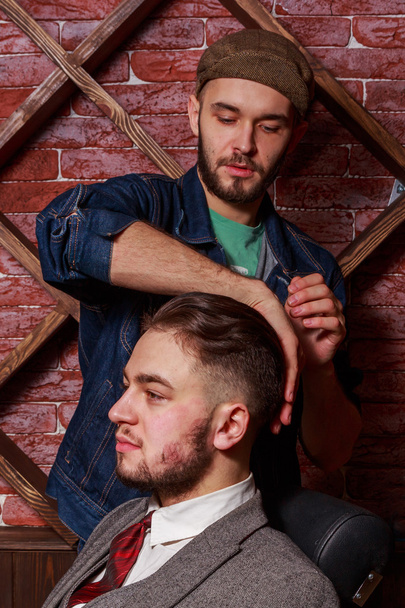 Barber combs client Barbershop - Photo, Image