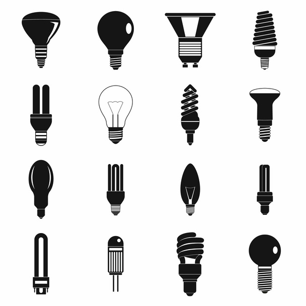 Набор значков лампочки, простой стиль
 - Вектор,изображение
