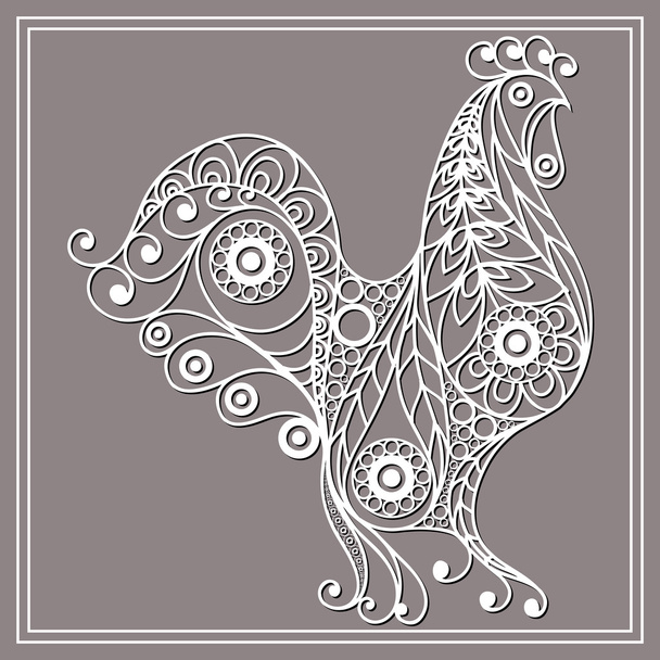 Illustration with lace cock in floral style 3 - Vektor, kép