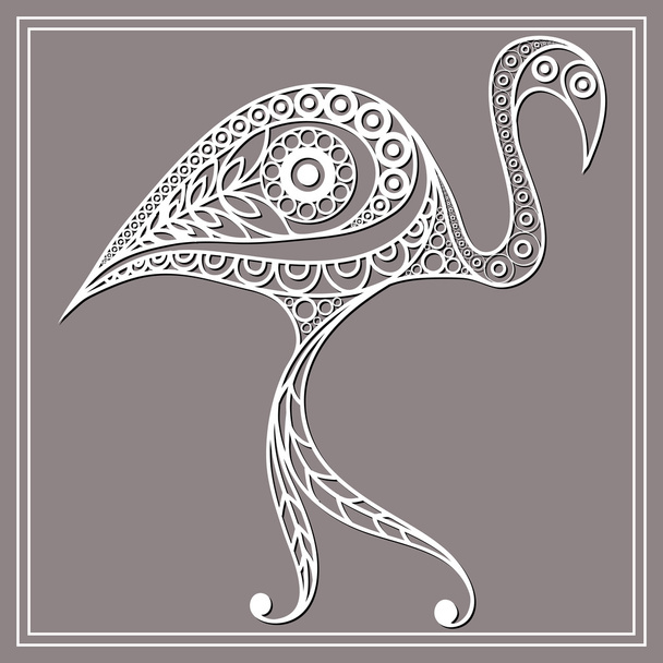 Illustration with lace flamingo in floral style 3 - Vetor, Imagem