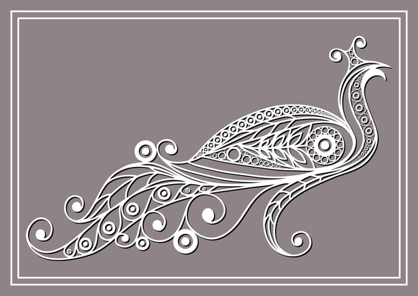 Illustration with lace peacock in floral style 3 - Vetor, Imagem
