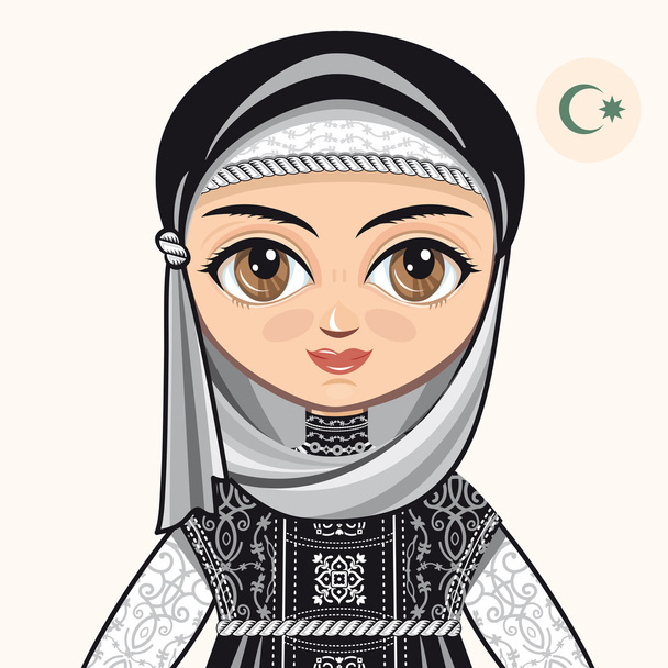 イスラム教徒の服装の女の子。歴史的な服。肖像画。アバター. - ベクター画像