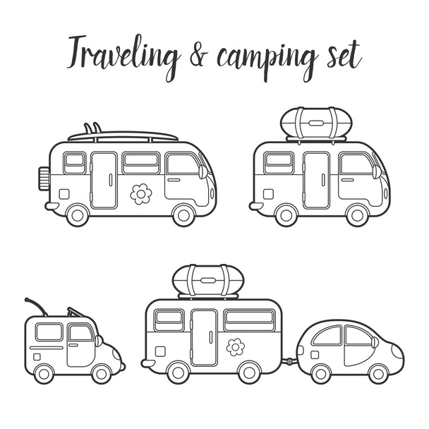 Vector transport caravan isolated icon set - Vector, Image