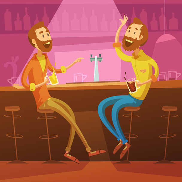 Amigos na Ilustração Bar
  - Vetor, Imagem
