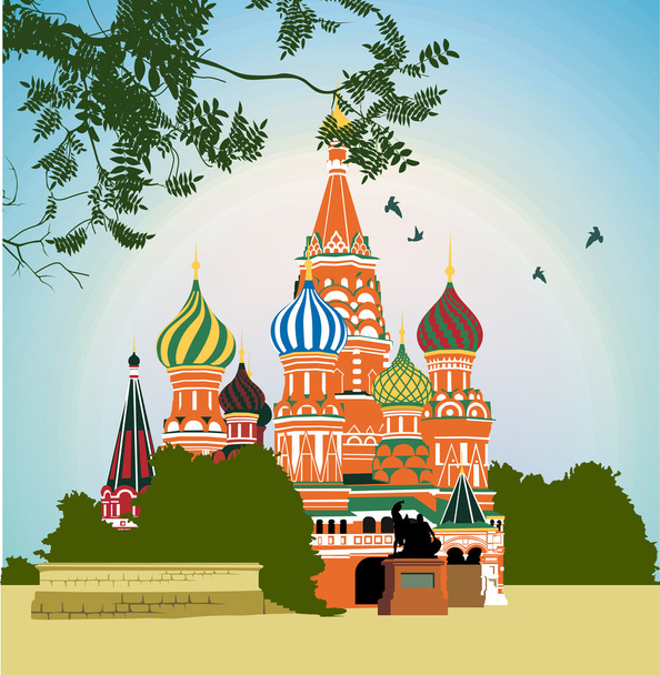 Domes of the famous Head of St. Basil's Cathedral on Red square - Photo, Image