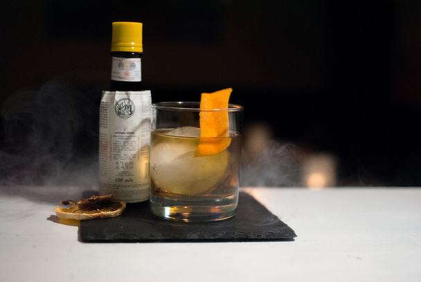 old fashioned cocktail with ice ball - Photo, Image