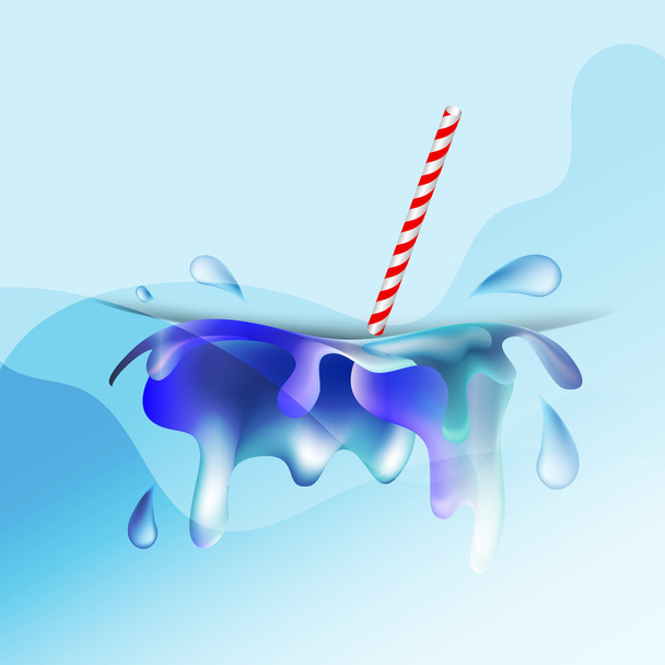 imitation of the drink in a glass with a straw - Vector, Imagen