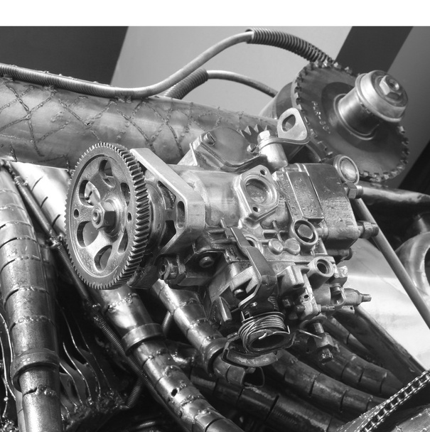 starý rychlostní stupeň a řetěz, detailní strojní část pozadí - Fotografie, Obrázek