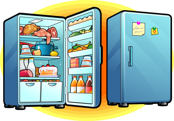 Lednice s plnou potravin - Vektor, obrázek