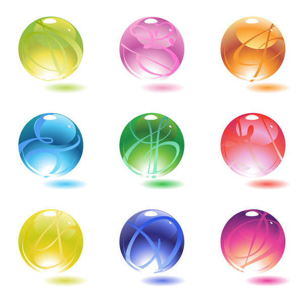 Set of colorful glossy balls - Vector, Image