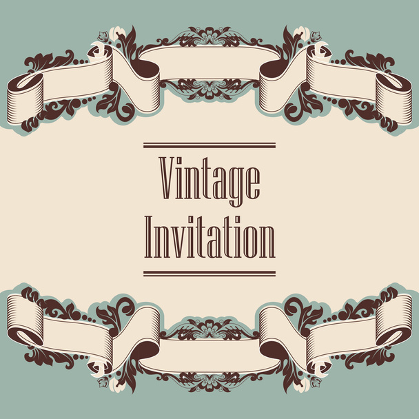 invitation and ribbon - Vector, afbeelding