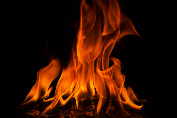 Red flames of fire on black background - 写真・画像