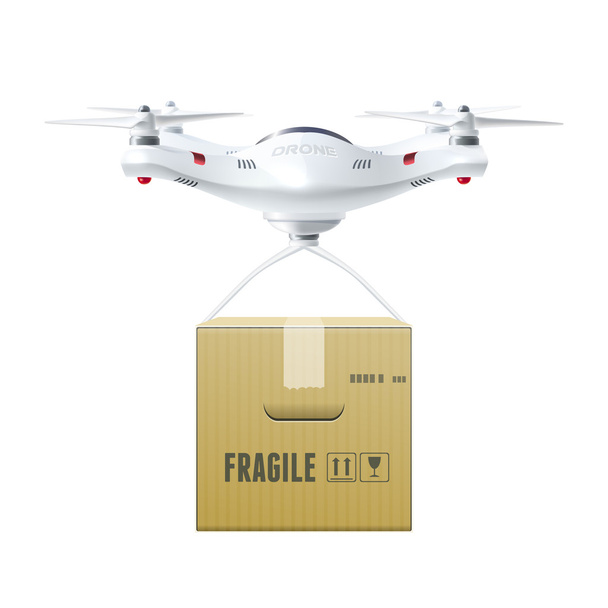 Drone sans pilote avec boîte
 - Vecteur, image