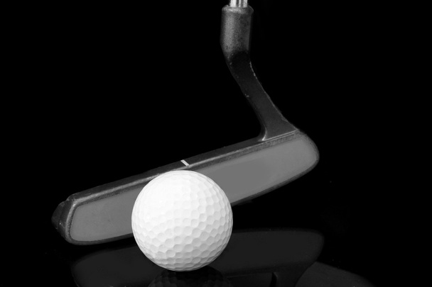closeup golf putter head and ball - Photo, Image