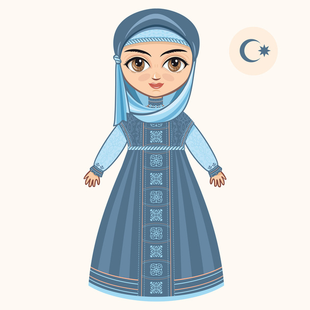 Девушка в мусульманском платье. Историческая одежда
.  - Вектор,изображение