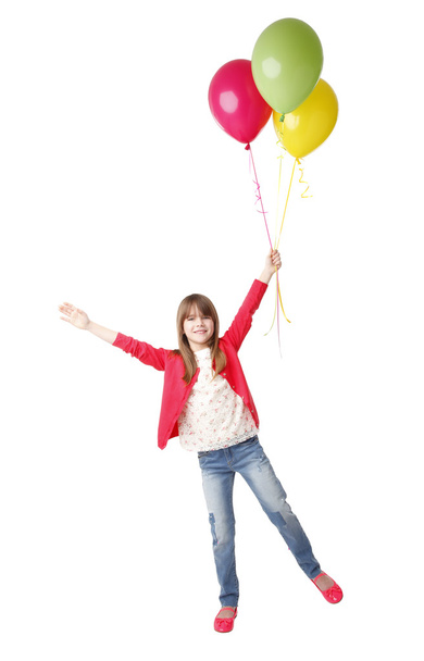 girl holding in her hand balloons  - Фото, изображение