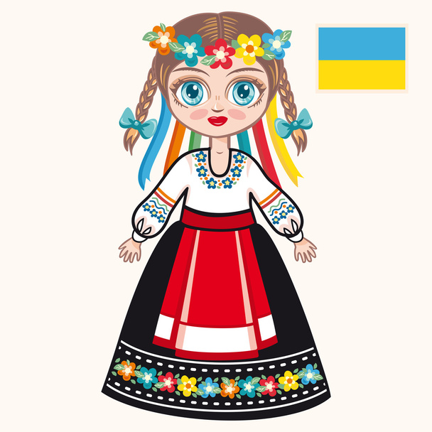 Το κορίτσι με το ουκρανικό φόρεμα. Ιστορικά ρούχα. Ουκρανία - Διάνυσμα, εικόνα