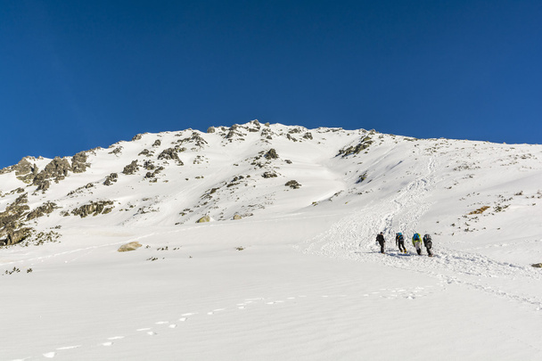 Hikers on the approach to the summit. - Fotoğraf, Görsel