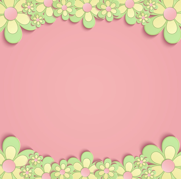 Çiçekler bahar sınır kartı 3d pembe yeşil vektör - Vektör, Görsel