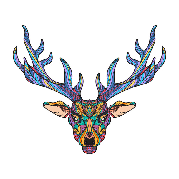 Deer head with horns - Vettoriali, immagini