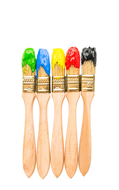 Brushes with colorful paints - 写真・画像