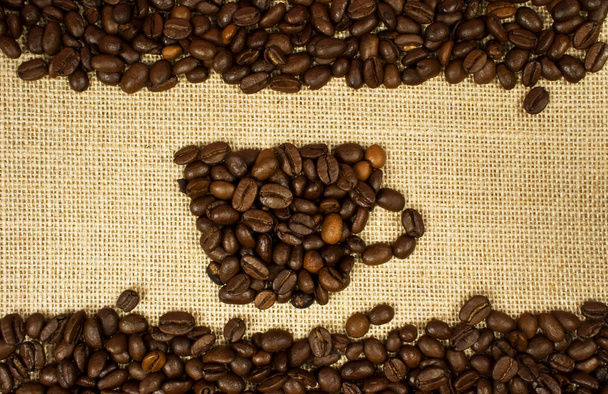 Kahve üzerine çuval bezi - Fotoğraf, Görsel