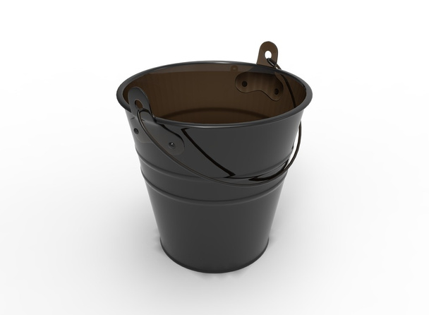 bucket 3D illustration on white background isolated object with shadow. simple tool for keeping water.  - Photo, Image