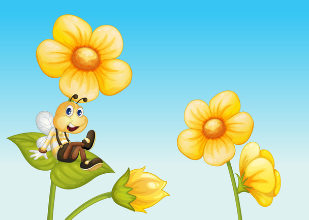 пчела на цветке - Вектор,изображение