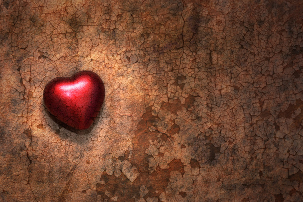 Červené srdce na vinobraní bezva papírové pozadí - Fotografie, Obrázek