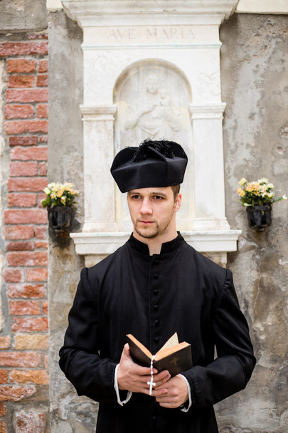 young priest in venice - Fotoğraf, Görsel