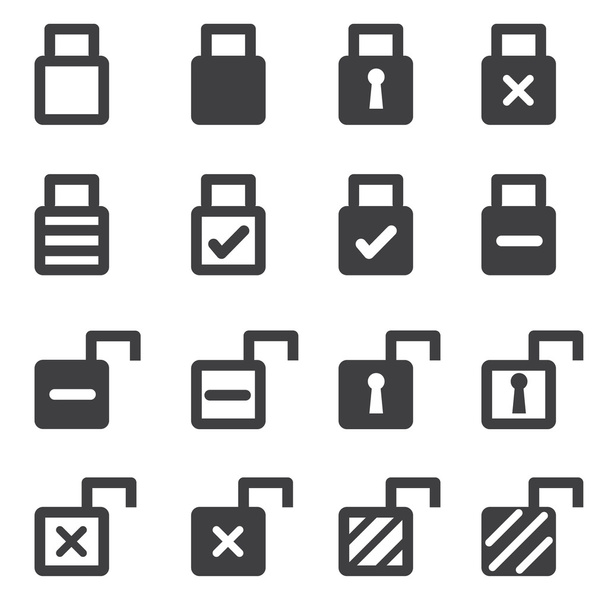 lock icon set, vector icon set - Διάνυσμα, εικόνα