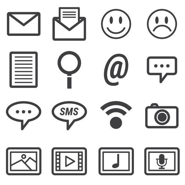 Media en communicatie iconen - Vector, afbeelding