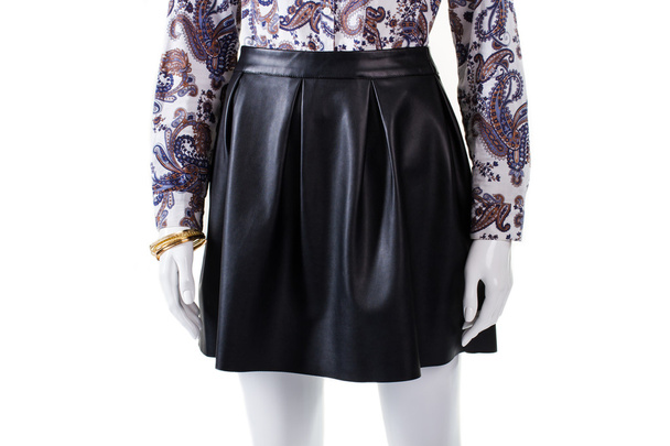 Dark leather skirt on mannequin. - Photo, Image