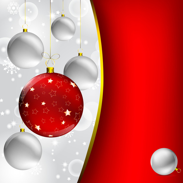 Christmas ball on abstract winter gray - Διάνυσμα, εικόνα