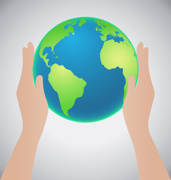 Hands Holding The Earth, Save The Earth Concept - Vector, Image